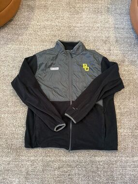 Columbia Black and Gray Baylor University Hybrid Fleece Jacket